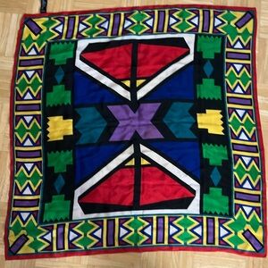 Vintage silk Oscar de la Renta Studio colorblock mod op art 80s 90s square scarf